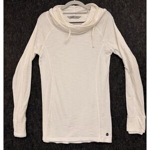 Tasc Performance Hoodie Womens Large Cream Cowl Neck Bamboo Tunic Top Jersey Sm